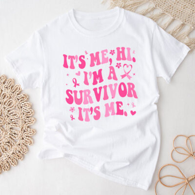 It'S Me Hi I'm Survivor Breast Cancer Awareness Pink Ribbon Unisex T-Shirt Cotton Tee TFN1014