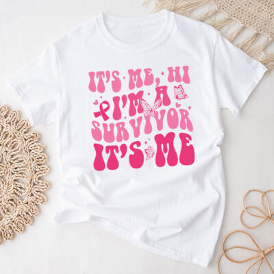 It'S Me Hi I'm Survivor Breast Cancer Awareness Pink Ribbon Unisex T-Shirt Cotton Tee TFN1016