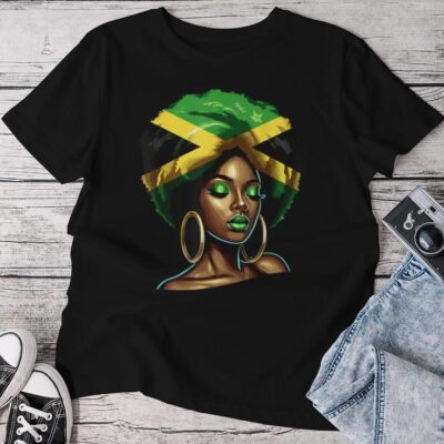 Jamaican Black Woman Melanin Jamaican Girls Afro Unisex T-shirt Cotton Tee