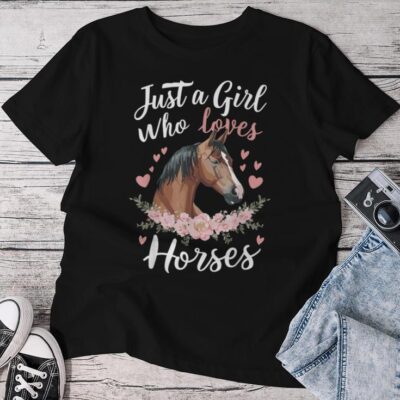 Just A Girl Who Loves Horses Vintage Horse Unisex T-shirt Cotton Tee