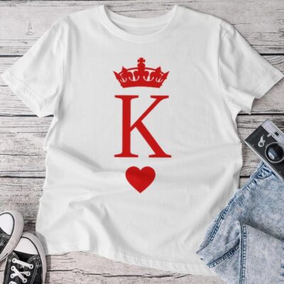 King Of Hearts Halloween King & Queen Matching Couple Unisex T-shirt Cotton Tee