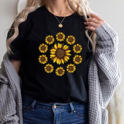 Leopard Sunflower Shirt Floral Leopard Print Botanical Nature Tee EST1085