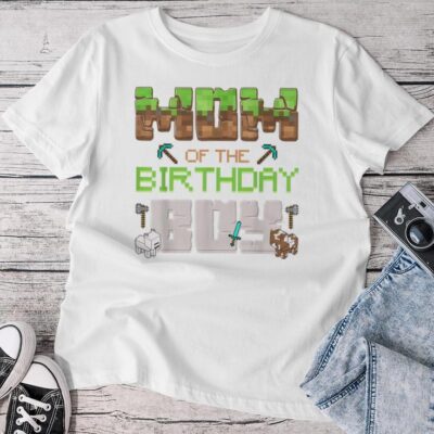 Mom And Dad Of The Birthday Boy Game Gaming Family Matching Unisex T-shirt Cotton Tee