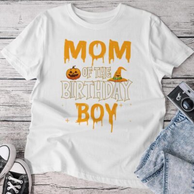 Mom Of The Birthday Boy Halloween 1St Birthday Boy Unisex T-shirt Cotton Tee