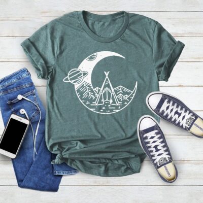 Moon and Camp Shirt Adventure Camping Travel Nature Lover Gift Tee EST1122