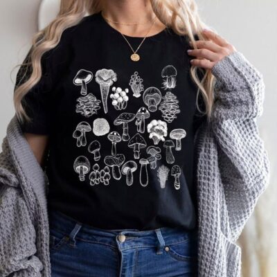 Mushroom Shirt Botanical Plant Lover Nature Illustration Hippie Tee EST1117