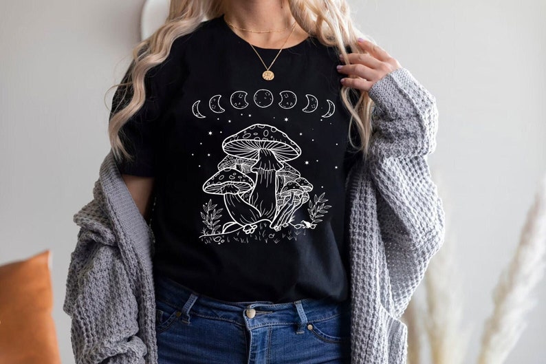 Mushroom Shirt Goblincore Aesthetic Cottagecore Celestial Fungi Tee EST1013