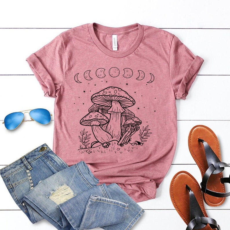 Mushroom Shirt Goblincore Aesthetic Cottagecore Celestial Fungi Tee EST2013