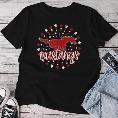 Mustangs School Spirit Football Mom Mustang Pride Teacher Unisex T-shirt Cotton Tee