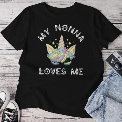 My Nonna Loves Me Italian Grandmother Unicorn Grandma Unisex T-shirt Cotton Tee