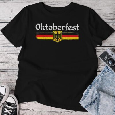 Oktoberfest German Drinking Vintage German Flag Unisex T-shirt Cotton Tee