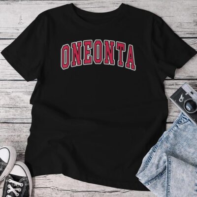 Oneonta New York Varsity Arched Text Red & Oneonta Unisex T-shirt Cotton Tee