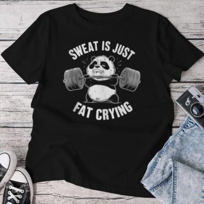 Panda Sweat Is Just Fat Crying Gym Unisex T-shirt Cotton Tee