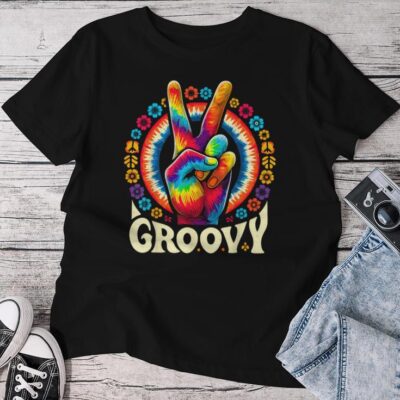 Peace Sign Love Groovy Hippie Party Unisex T-shirt Cotton Tee