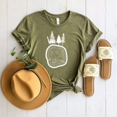 Pine Tree Shirt Hiking Adventure Camping Wanderlust Outdoors Tee EST1036