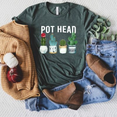 Pot Head Shirt Plant Mom Crazy Plant Lady Funny Gardener Gift Tee EST1068