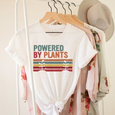 Powered By Plants Vegetarian Vintage Plant Lover Farmer Gift Tee EST1040