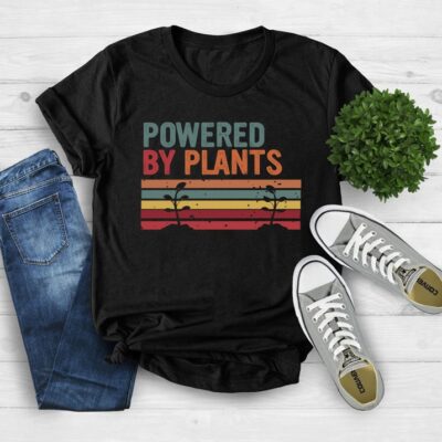 Powered By Plants Vegetarian Vintage Plant Lover Farmer Gift Tee EST2040