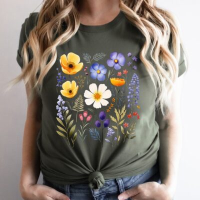 Pressed Flowers Shirt Cottagecore Wildflowers Garden Lover Tee EST2038