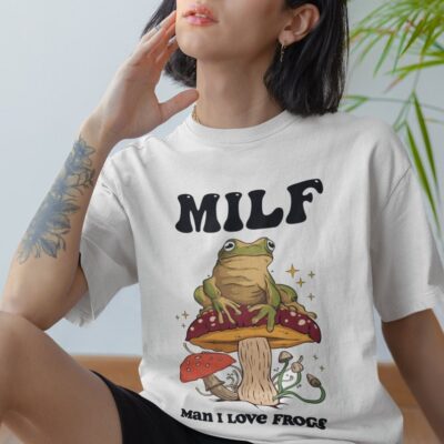 Retro Frog Shirt Funny MILF Cottagecore Froggy Mushroom Tee EST1066