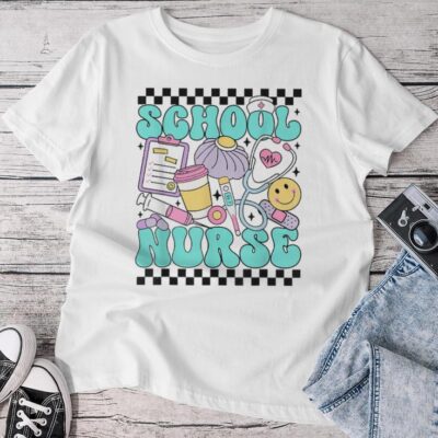 Retro School Nurse Back To School Elementary Nurse Life Unisex T-shirt Cotton Tee