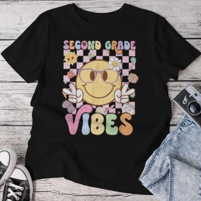 Second Grade Vibes 2Nd Grade Retro 1St Day Of School Unisex T-shirt Cotton Tee