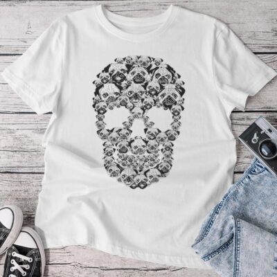 Skull Costume Pug Lover Halloween Dog Unisex T-shirt Cotton Tee