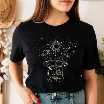 Space Shirt Star Galaxy Constellation Milky Way Crescent Moon Tee EST1023