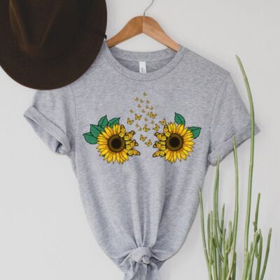 Sunflower Butterfly Shirt Floral Botanical Love Nature Gardener Gift Tee EST2112