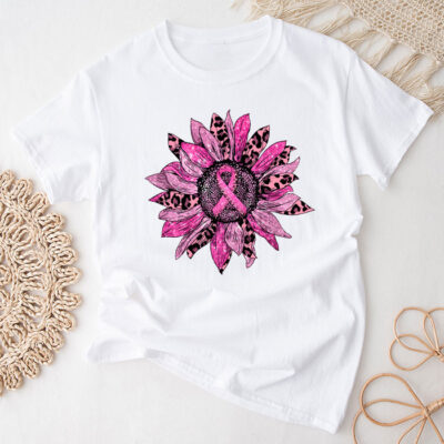 Sunflower Pink Breast Cancer Awareness Women Warrior Unisex T-Shirt Cotton Tee TFN1043