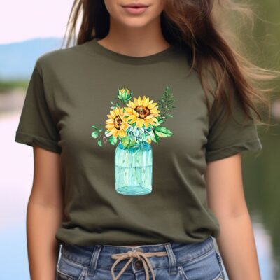 Sunflower Shirt Floral Fall Garden Sunshine Nature Lover Gift Tee EST1042