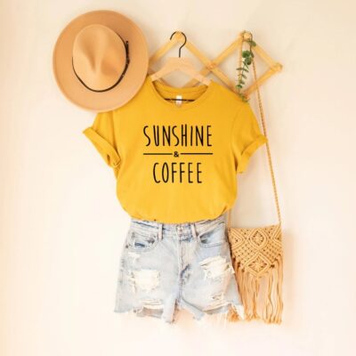 Sunshine and Coffee Shirt Cute Coffee Lover Summer Gift Tee EST1064