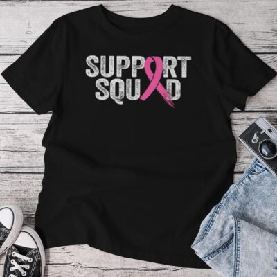 Support Squad Breast Cancer Awareness Month Pink Mens Unisex T-shirt Cotton Tee