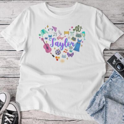 Taylor Personalized Name I Love Taylor Groovy 80'S Unisex T-shirt Cotton Tee