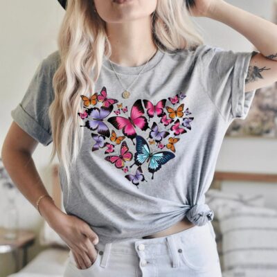 Vintage Butterflies Shirt Cottagecore Bug Lover Distressed Retro Tee EST1071