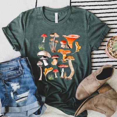 Vintage Mushroom Shirt Botanical Plant Lover Hippie Nature Gift Tee EST1073