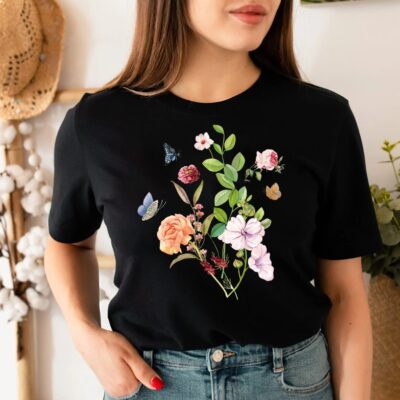 Vintage Wildflowers Shirt Watercolour Botanical Floral Nature Tee EST1118