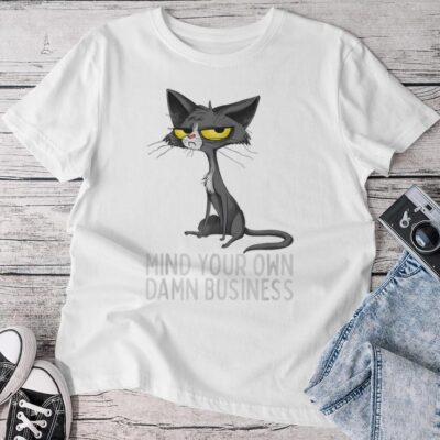 Waltz 2024 Mind Your Own Damn Business Cat Lady Unisex T-shirt Cotton Tee