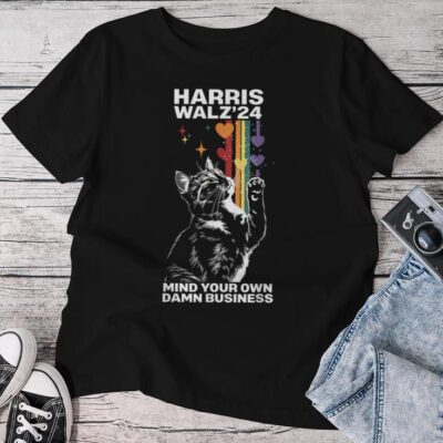 Walz Mind Your Own Damn Business Harris Waltz Cat Lady Lgbt Unisex T-shirt Cotton Tee