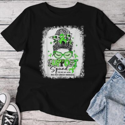 Warrior Messy Bun Bile Duct Cancer Awareness Unisex T-shirt Cotton Tee