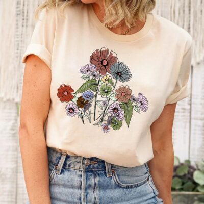 Wildflower Boho Floral Inspirational Plant Gardener Gift Tee EST1027