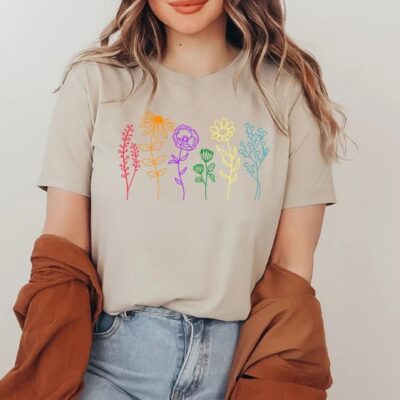 Wildflower Shirt Botanical Nature Lover Gift Tee For Women EST2039