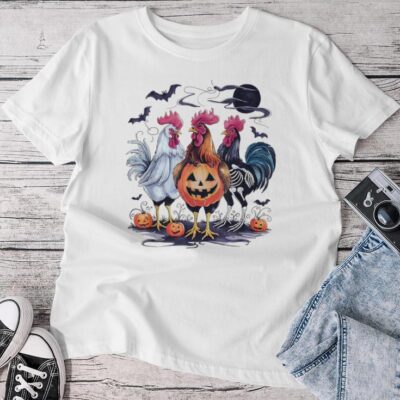 Witch Spooky Chicken Halloween Costume Chick Or Treat Unisex T-shirt Cotton Tee