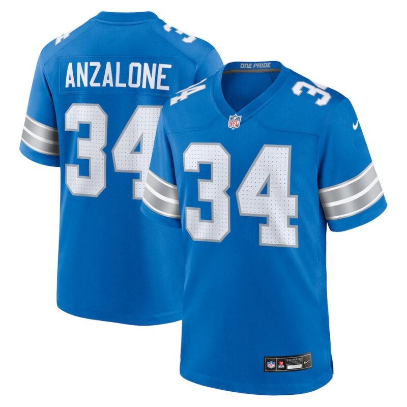 Alex Anzalone Detroit Lions Game Jersey - Blue