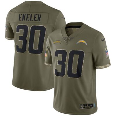 Austin Ekeler Los Angeles Chargers 2022 Salute To Service Limited Jersey - Olive