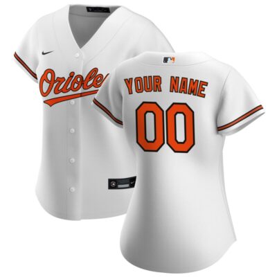 Baltimore Orioles Women Home Replica Custom Jersey - White