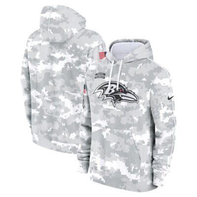 Baltimore Ravens 2024 Salute to Service Club Fleece Pullover Hoodie - Arctic Camo