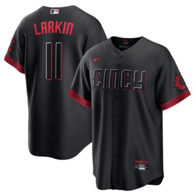 Barry Larkin Cincinnati Reds City Connect Replica Player Jersey - Black