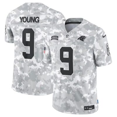 Carolina Panthers #9 Bryce Young Arctic Camo 2024 F.U.S.E. Salute to Service Limited Football Stitched Jersey