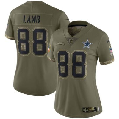 CeeDee Lamb Dallas Cowboys Women 2022 Salute To Service Limited Jersey - Olive